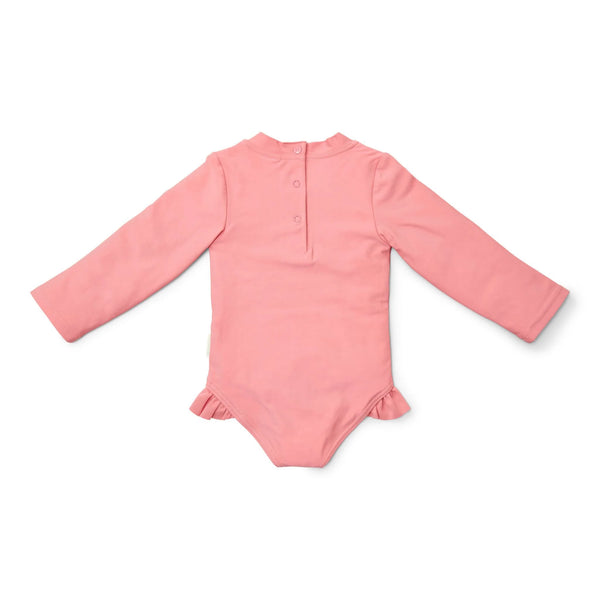 Little Dutch - Langärmeliger Badeanzug - Sunny Flowers / Rouge Pink