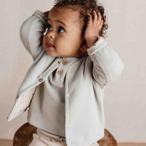 Little Dutch - Vestje Wafel - Soft Green, Vest, Little Dutch, Keekabuu