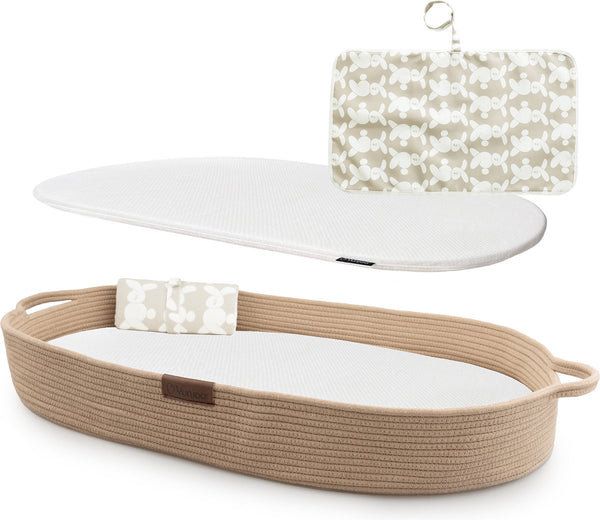 Yunioo - Matelas à langer - Panier Moses - Blanc (80cm) Marron