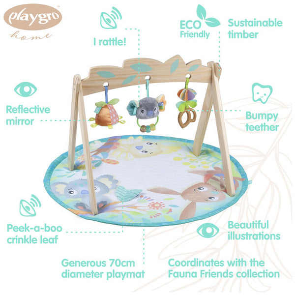 Playgro - Houten Activiteiten Gym - Friends Botanical, Babygyms & speelkleden, Playgro, Keekabuu