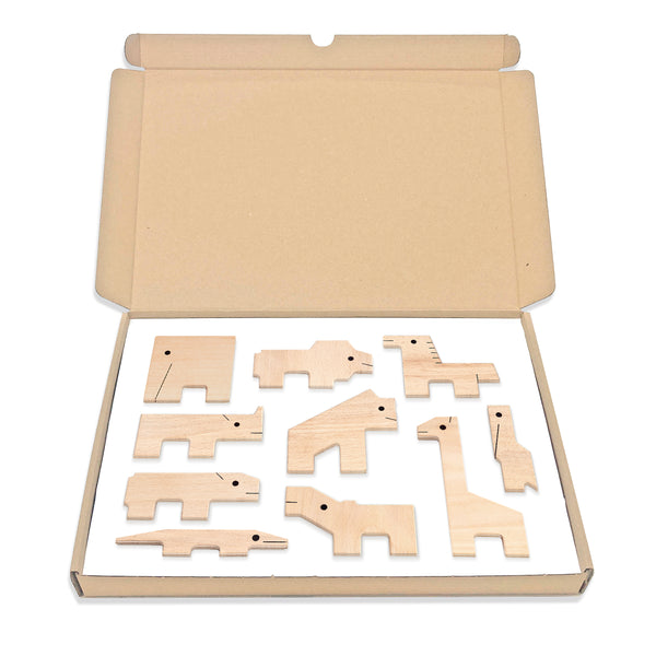 Makii - Tiere Parade Pelikan - Gorilla - Tiger Geschenkbox (Blank Holz) (Kopie)
