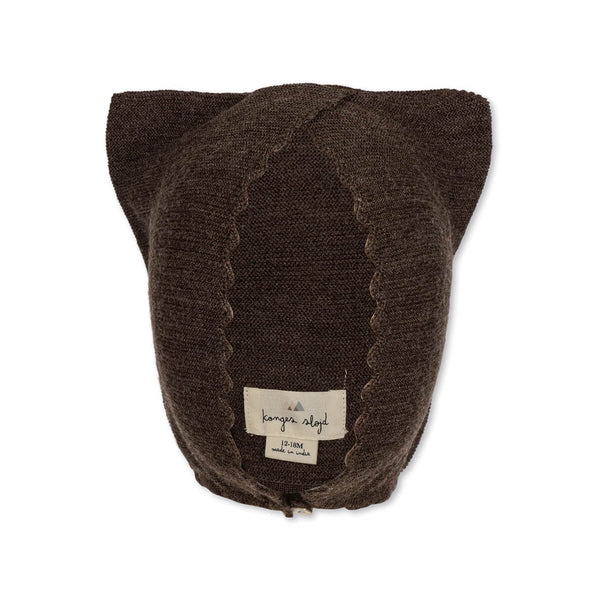Konges Slojd -  Wollen Baby Kattenmuts - Walnut, Babymutsjes, Konges Slojd, Keekabuu