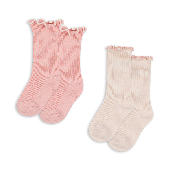 Konges Slojd - Sokken - Rib met Franje - Rose Off White (set van 2)