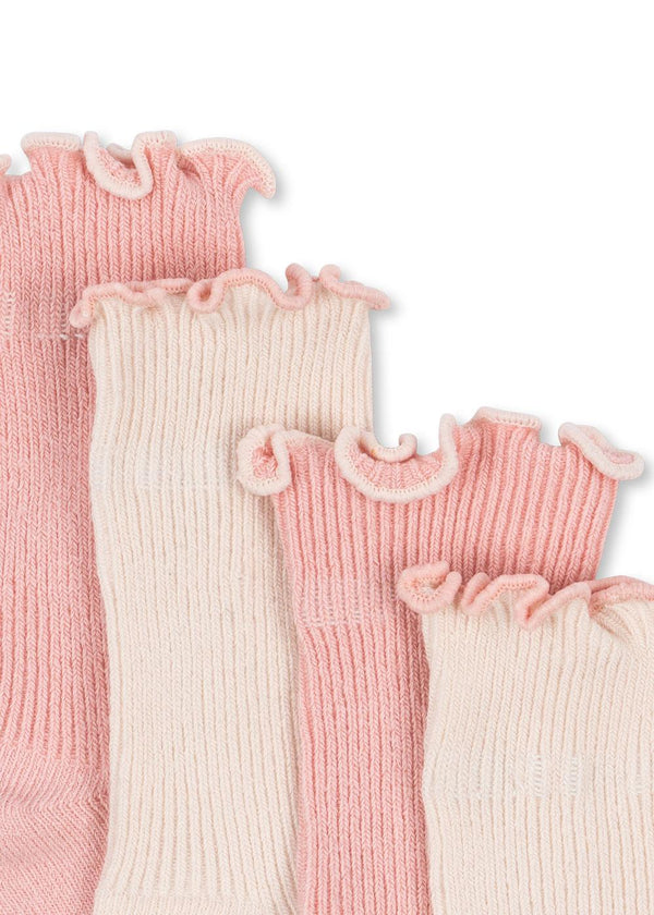 Konges Slojd - Sokken - Rib met Franje - Rose Off White (set van 2)