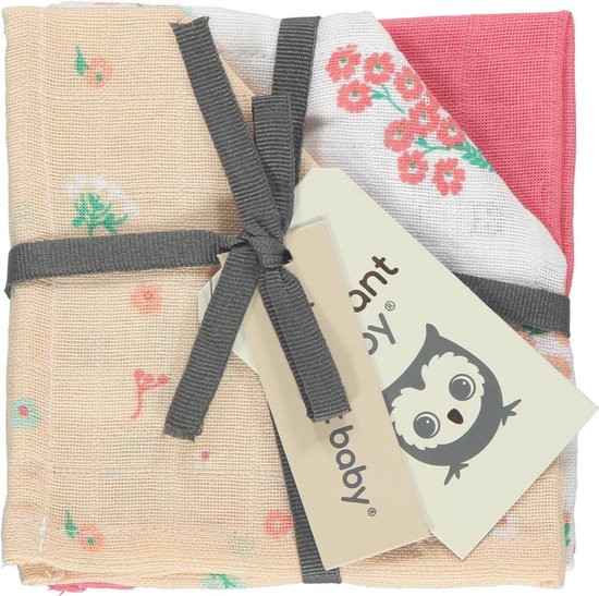 Briljant Baby -  Hydrofiel Monddoekje Flower (set van 3), Hydrofiele doeken, Briljant Baby, Keekabuu