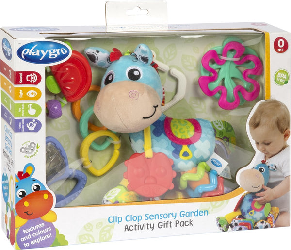 Playgro - Geschenkset Clip Clop Paard  en  3 Bijtpseeltjes, Baby Activity Toys, Playgro, Keekabuu