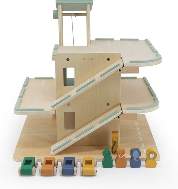 Trixie - Houten Garage met Accessoires, Houten speelgoed, Trixie, Keekabuu