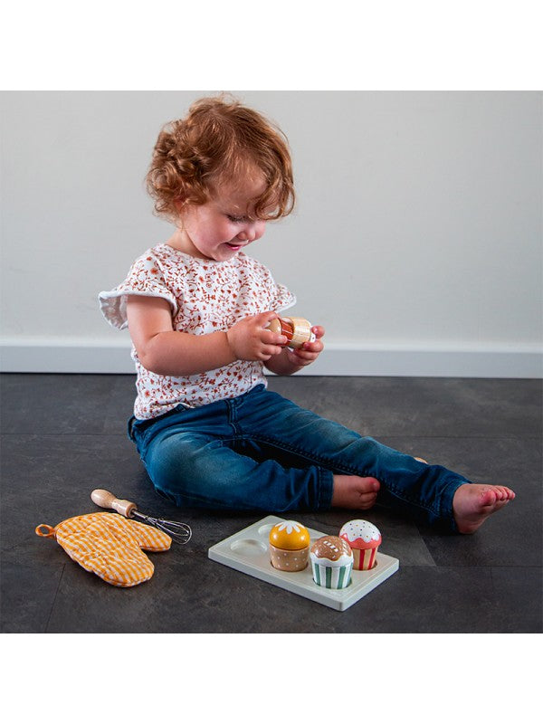 Tryco - Houten Cupcakes Set, Houten speelgoed, Tryco, Keekabuu