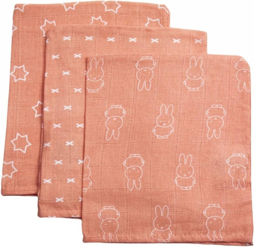 Nijntje Hydrofiel - Washandje Smile – Coral Pink White (17 x 20 cm)