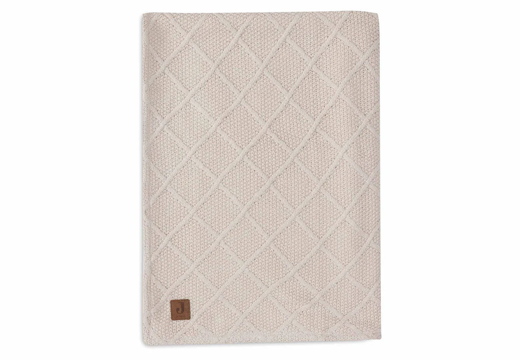 Jollein - Couverture berceau 75x100cm - Tricot à carreaux - Nounours - Polaire