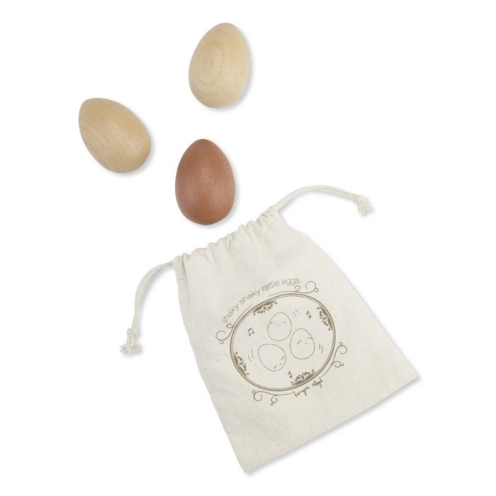 Konges Slojd - Houten rammel eitjes neutral (3st), Rammelaars, Konges Slojd, Keekabuu