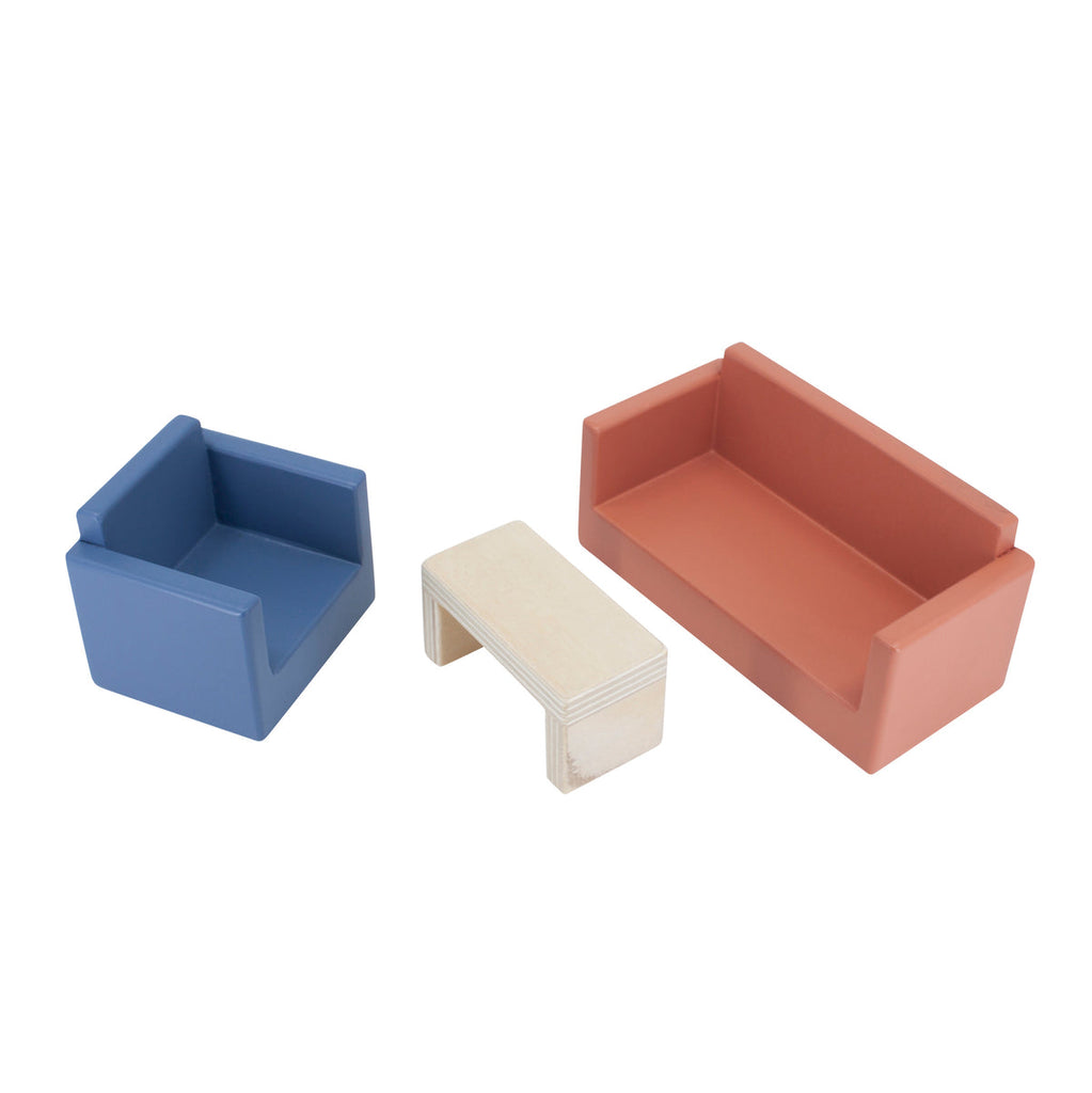 Sebra -  Woonkamer Meubelset voor poppenhuis, 3-delig, Poppenmeubels, Sebra, Keekabuu