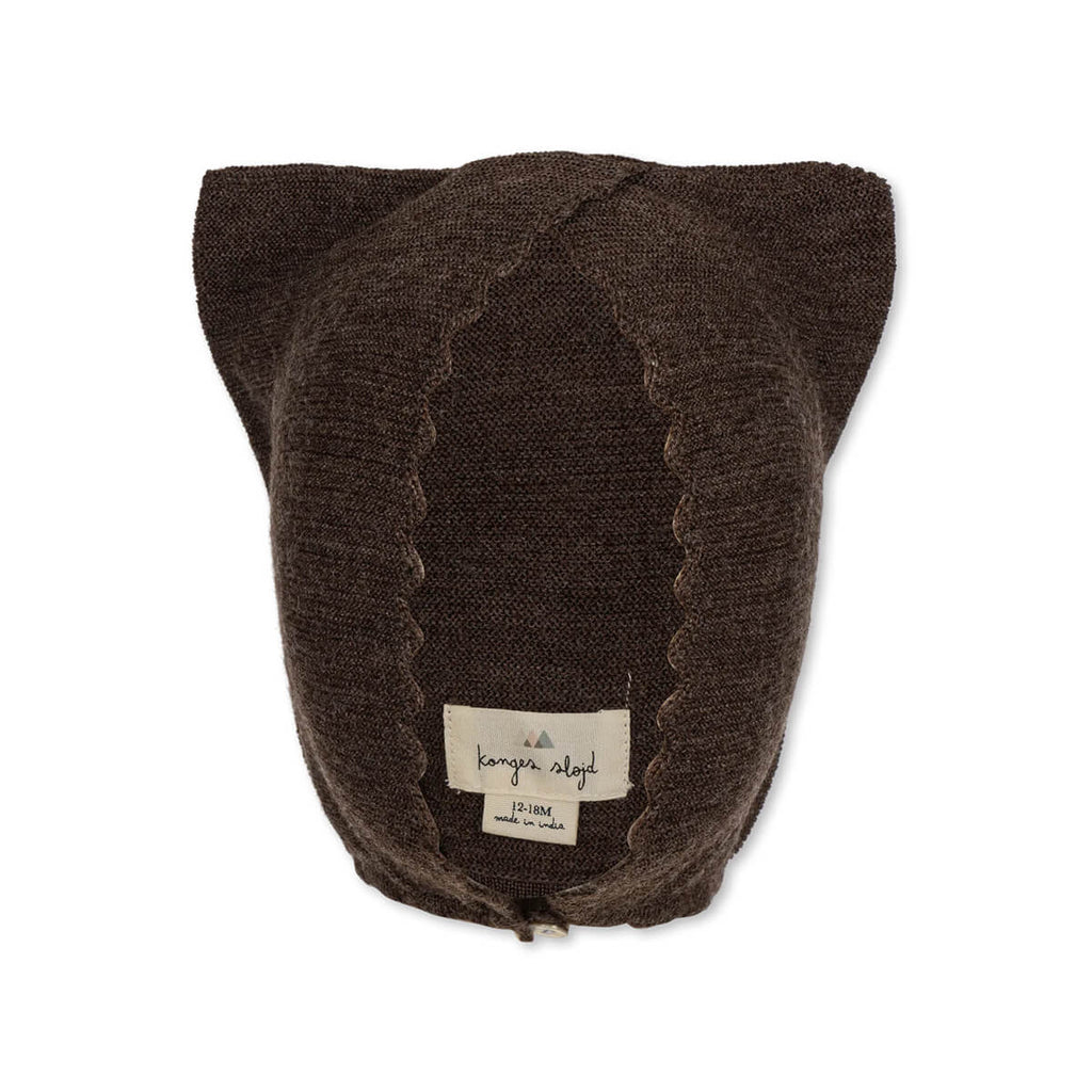 Konges Slojd -  Wollen Baby Kattenmuts - Walnut, Babymutsjes, Konges Slojd, Keekabuu