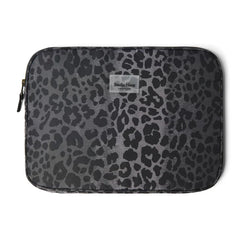 Studio Noos - Laptophoes - Antra Leopard Puffy Laptop Sleeve - Donkergrijs zwart - 15 inch, Tablethoes, Studio Noos, Keekabuu