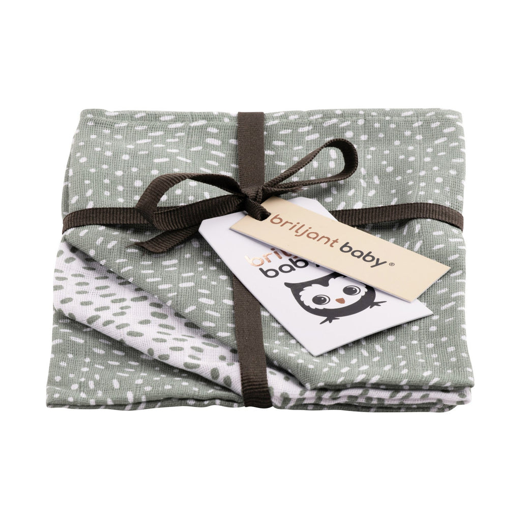 Briljant Baby - Hydrofiele Monddoekjes Minimal Dots (3pack), Hydrofiele doeken, Briljant Baby, Keekabuu