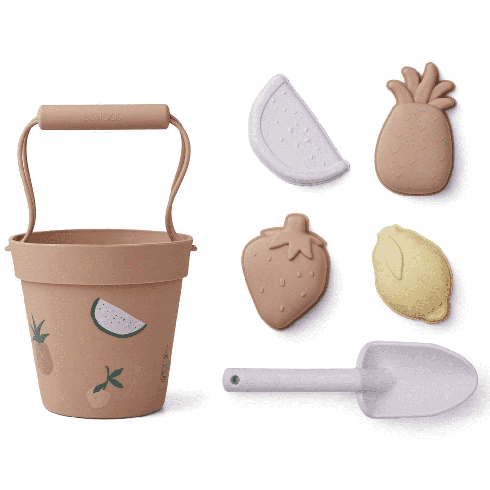 Liewood - Strand- en Zandspeelgoed - Speelset Dante 6-delige set - Emmer met handvat, Schep en Vormen, Buitenspeelgoed, Liewood, Keekabuu