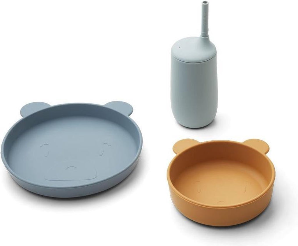 Liewood - Siliconen Serviesset Nathan (Set van 3), Kinderserviesset, Liewood, Keekabuu