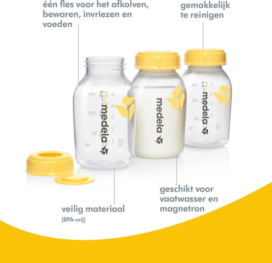 Medela - Moedermelkflesje  150 ml  (Set van 3), Babyflessen, Medela, Keekabuu